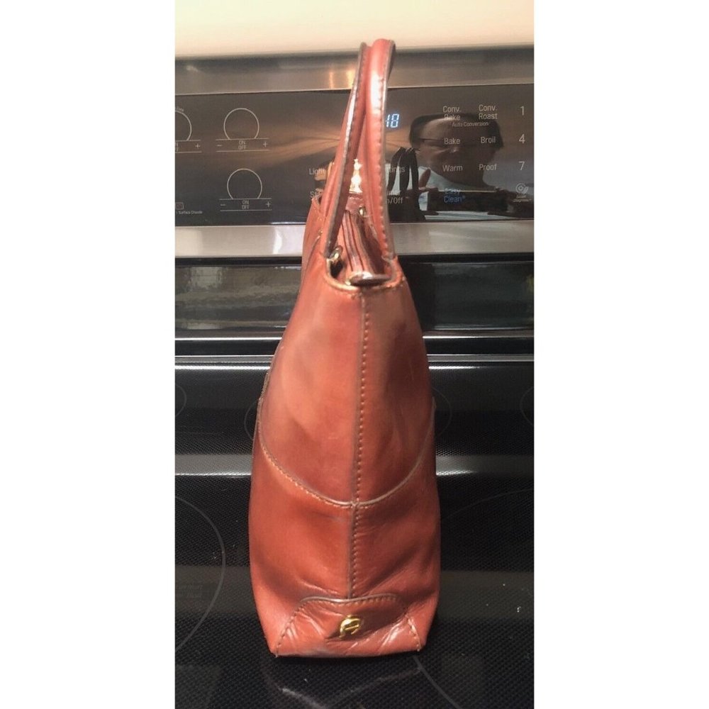 Etienne Aigner Brown Leather Small Top-Handle Tote - Picture 2 of 15